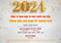THÔNG BÁO NGHỈ TẾT DƯƠNG LỊCH 2024 CỦA CÔNG TY TÂN TIẾN 